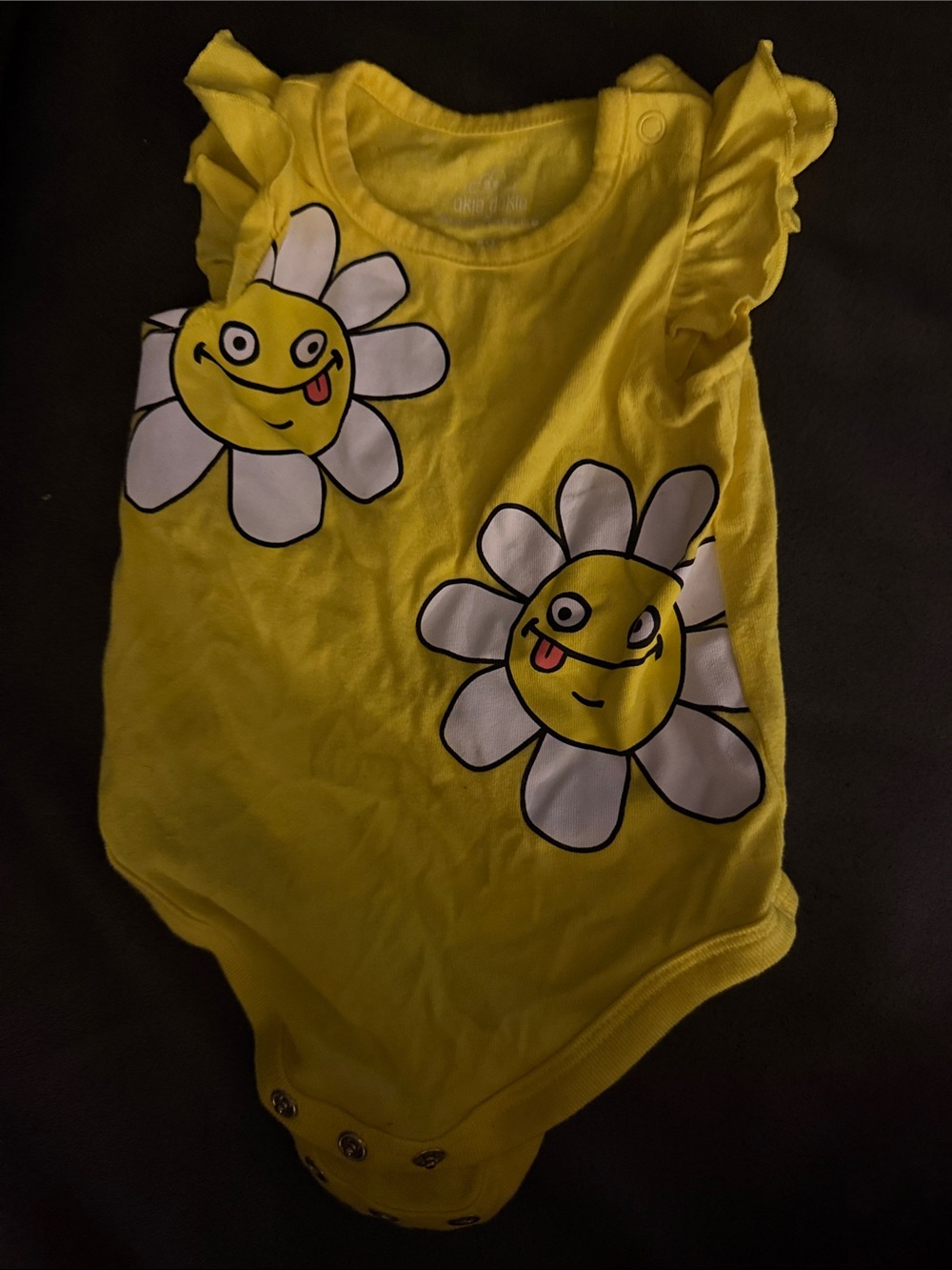 Yellow Floral Smile One-Piece Bodysuit for Kids 6-9 month baby